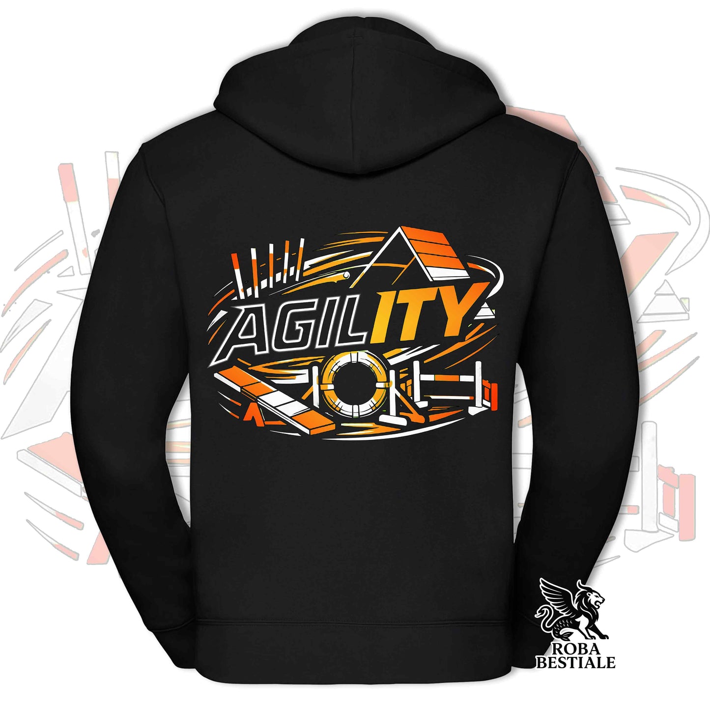 Felpa PURE AGILITY - Stampa ARANCIONE - Con Cappuccio e Full Zip, Uomo o Donna, in tanti colori - dalla XS alla 5XL