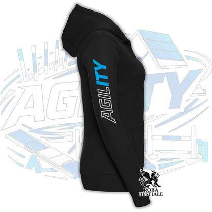 Felpa PURE AGILITY - Stampa BLUE - Con Cappuccio e Full Zip, Uomo o Donna, in tanti colori - dalla XS alla 5XL