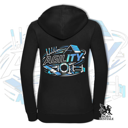 Felpa PURE AGILITY - Stampa BLUE - Con Cappuccio e Full Zip, Uomo o Donna, in tanti colori - dalla XS alla 5XL