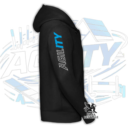 Felpa PURE AGILITY - Stampa BLUE - Con Cappuccio e Full Zip, Uomo o Donna, in tanti colori - dalla XS alla 5XL