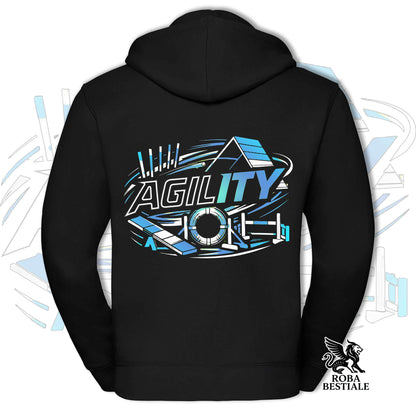 Felpa PURE AGILITY - Stampa BLUE - Con Cappuccio e Full Zip, Uomo o Donna, in tanti colori - dalla XS alla 5XL