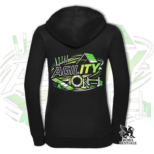 Felpa PURE AGILITY - Stampa VERDE - Con Cappuccio e Full Zip, Uomo o Donna, in tanti colori - dalla XS alla 5XL