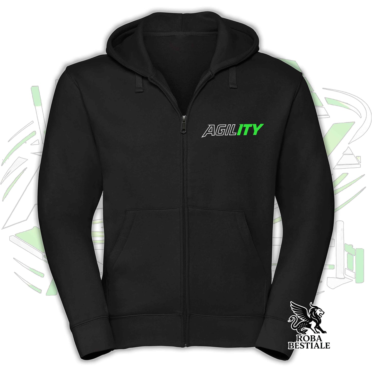 PURE AGILITY Hoodie - GREEN Print - Hooded and Full Zip, Men or Women, in many colors - from XS to 5XL
