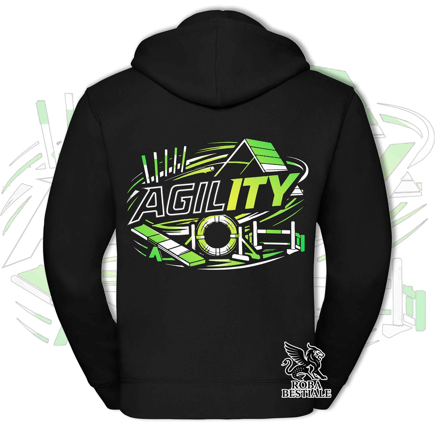 PURE AGILITY Hoodie - GREEN Print - Hooded and Full Zip, Men or Women, in many colors - from XS to 5XL
