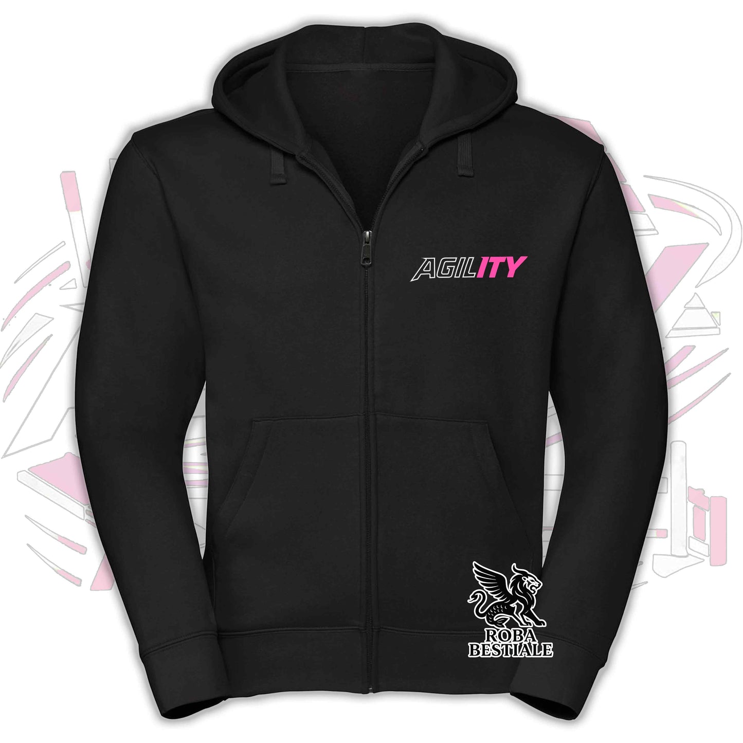 PURE AGILITY Sweatshirt - PINK Print - Hooded and Full Zip, Men or Women, in many colors - from XS to 5XL