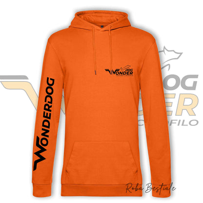 Felpa estiva WONDERDOG - ARANCIONE, Con Cappuccio - UOMO o DONNA - dalla XS alla 5XL