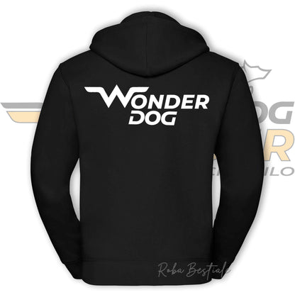 Felpa Invernale WONDERDOG - NERA, FULL ZIP, Con Cappuccio - UOMO o DONNA - dalla XS alla 5XL