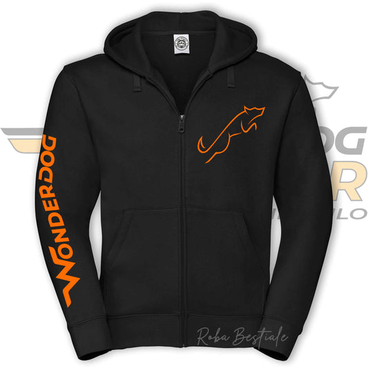 Felpa Invernale WONDERDOG - NERA, FULL ZIP, Con Cappuccio - UOMO o DONNA - dalla XS alla 5XL