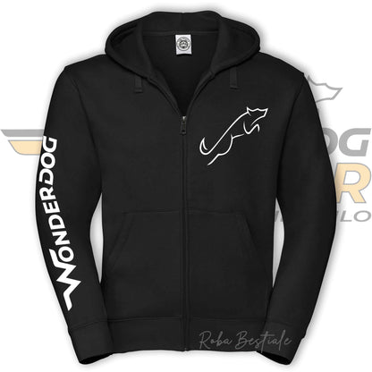 Felpa Invernale WONDERDOG - NERA, FULL ZIP, Con Cappuccio - UOMO o DONNA - dalla XS alla 5XL