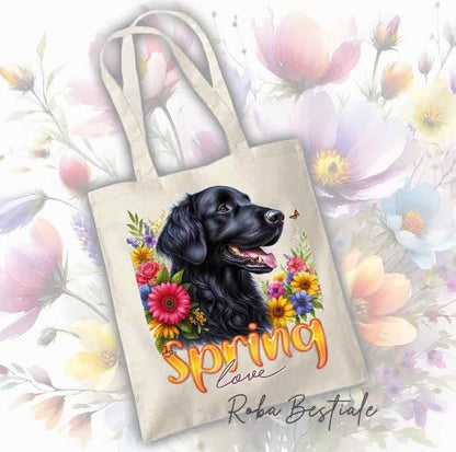Tote Bag FLAT COATED RETRIEVER Noir - Collection Spring Love