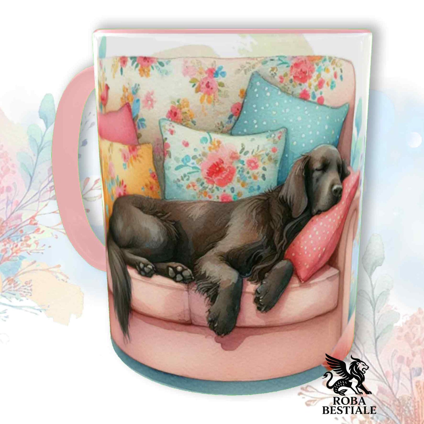 Tazza SOFT LIFE - FLAT COATED RETRIEVER Fegato - In Ceramica, colore a scelta - 330 ml