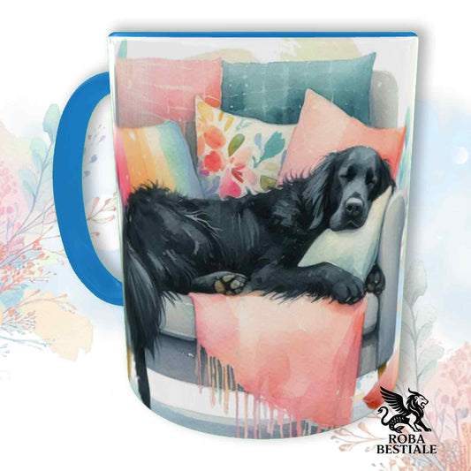 Tazza SOFT LIFE - FLAT COATED RETRIEVER Nero - In Ceramica, colore a scelta - 330 ml