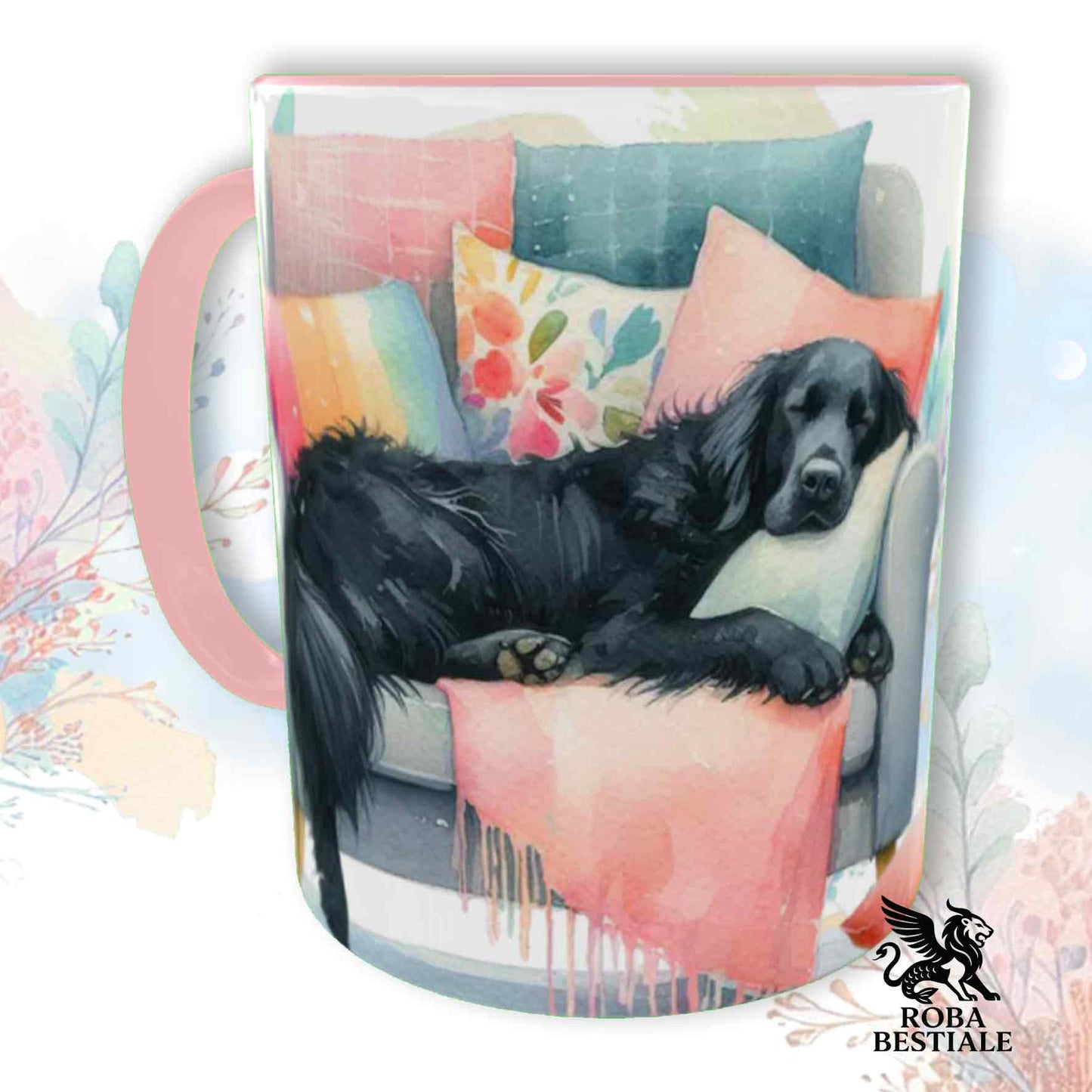 Tazza SOFT LIFE - FLAT COATED RETRIEVER Nero - In Ceramica, colore a scelta - 330 ml