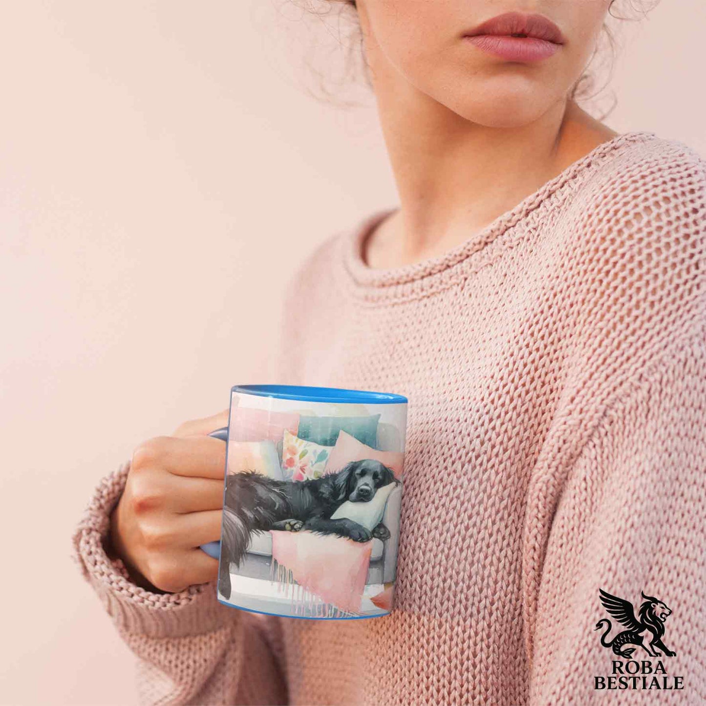 Tazza SOFT LIFE - FLAT COATED RETRIEVER Nero - In Ceramica, colore a scelta - 330 ml