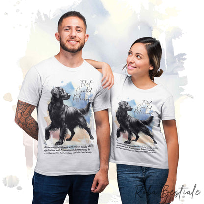 T-Shirt BEHAVIOR - FLAT COATED RETRIEVER Nero - Standard FCI - 100% Cotone, Bianca, Uomo o Donna - dalla XS alla 5XL