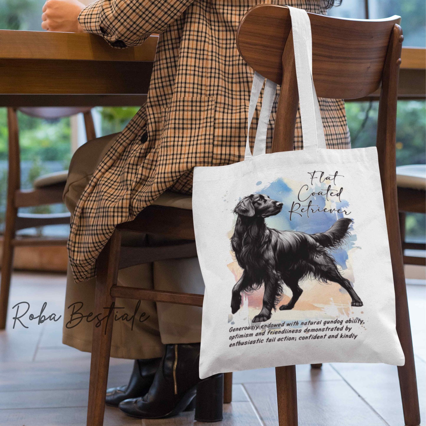 Shopper BEHAVIOR - FLAT COATED RETRIEVER Nero - Standard FCI - Diversi colori disponibili, 100% Cotone