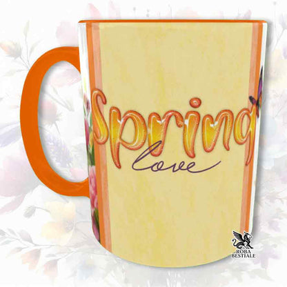 Tazza SPRING LOVE - BASENJI Rosso e Bianco - In Ceramica, colore a scelta - 330 ml