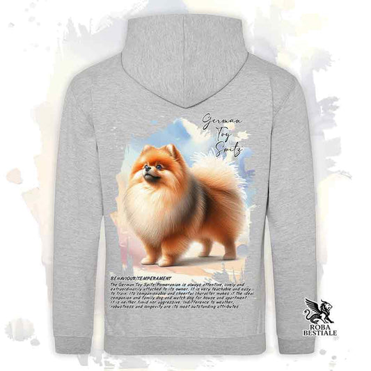 Felpa stampata con Spitz Tedesco Nano Toy arancio, colore grigio con grafica Behavior