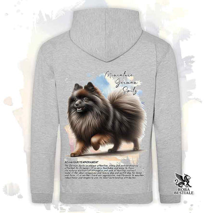 Felpa stampata con Spitz Tedesco piccolo marrone, colore grigio con grafica Behavior