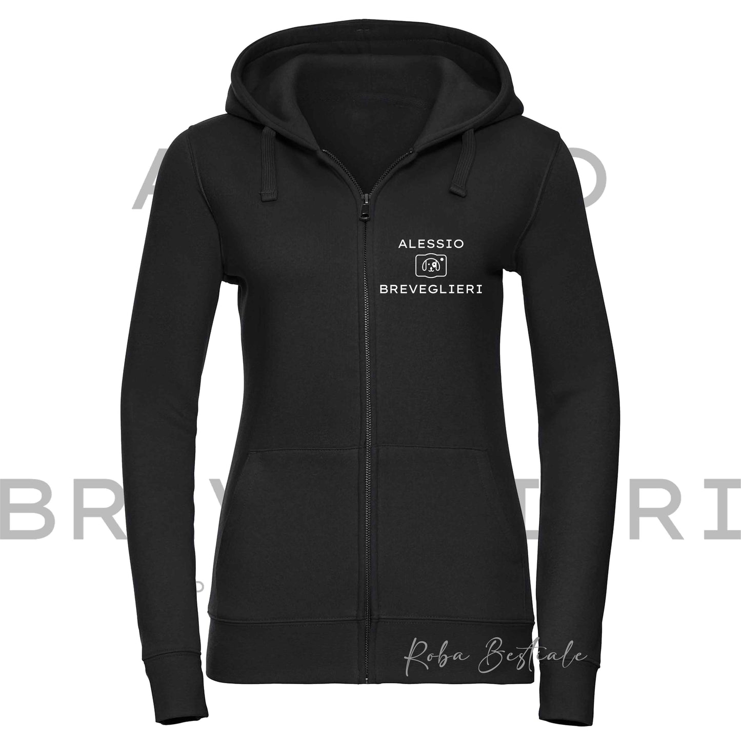 Felpa Invernale - ALESSIO BREVIGLIERI - PET PHOTOGRAPHER - Con Cappuccio e Full Zip, Uomo o Donna, Nera - dalla XS alla 5XL