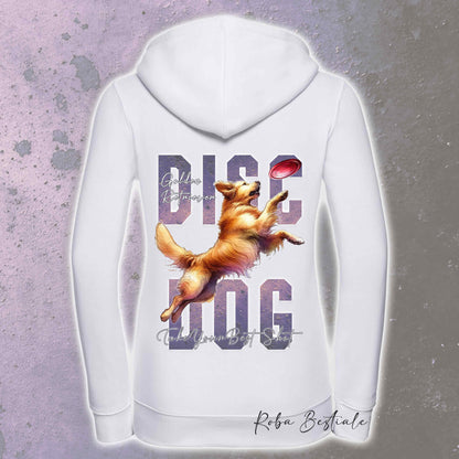 Felpa APTITUDE - DISC DOG - GOLDEN RETRIEVER - Con Cappuccio e Full Zip, Uomo o Donna, in tanti colori - dalla XS alla 5XL