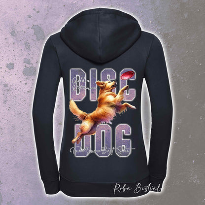 Felpa APTITUDE - DISC DOG - GOLDEN RETRIEVER - Con Cappuccio e Full Zip, Uomo o Donna, in tanti colori - dalla XS alla 5XL
