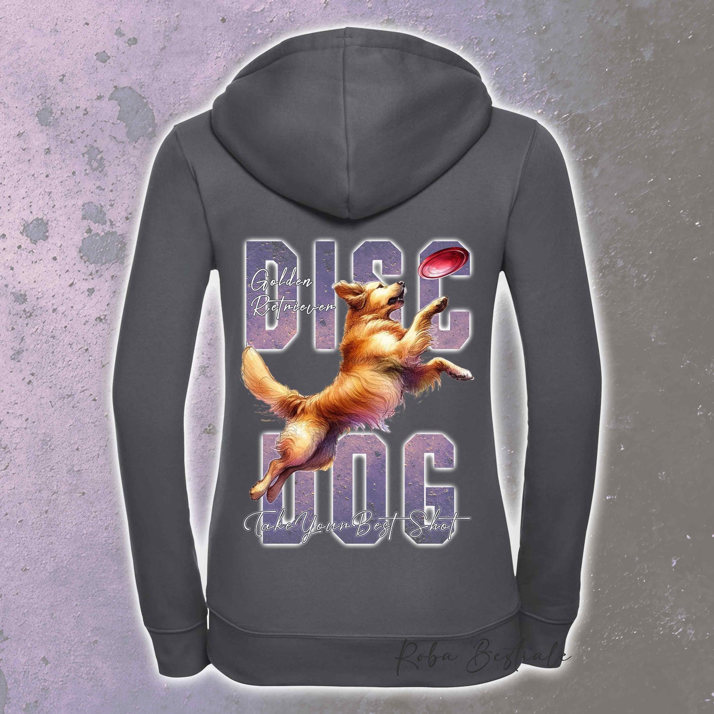 Felpa APTITUDE - DISC DOG - GOLDEN RETRIEVER - Con Cappuccio e Full Zip, Uomo o Donna, in tanti colori - dalla XS alla 5XL