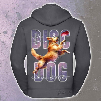 Felpa APTITUDE - DISC DOG - GOLDEN RETRIEVER - Con Cappuccio e Full Zip, Uomo o Donna, in tanti colori - dalla XS alla 5XL