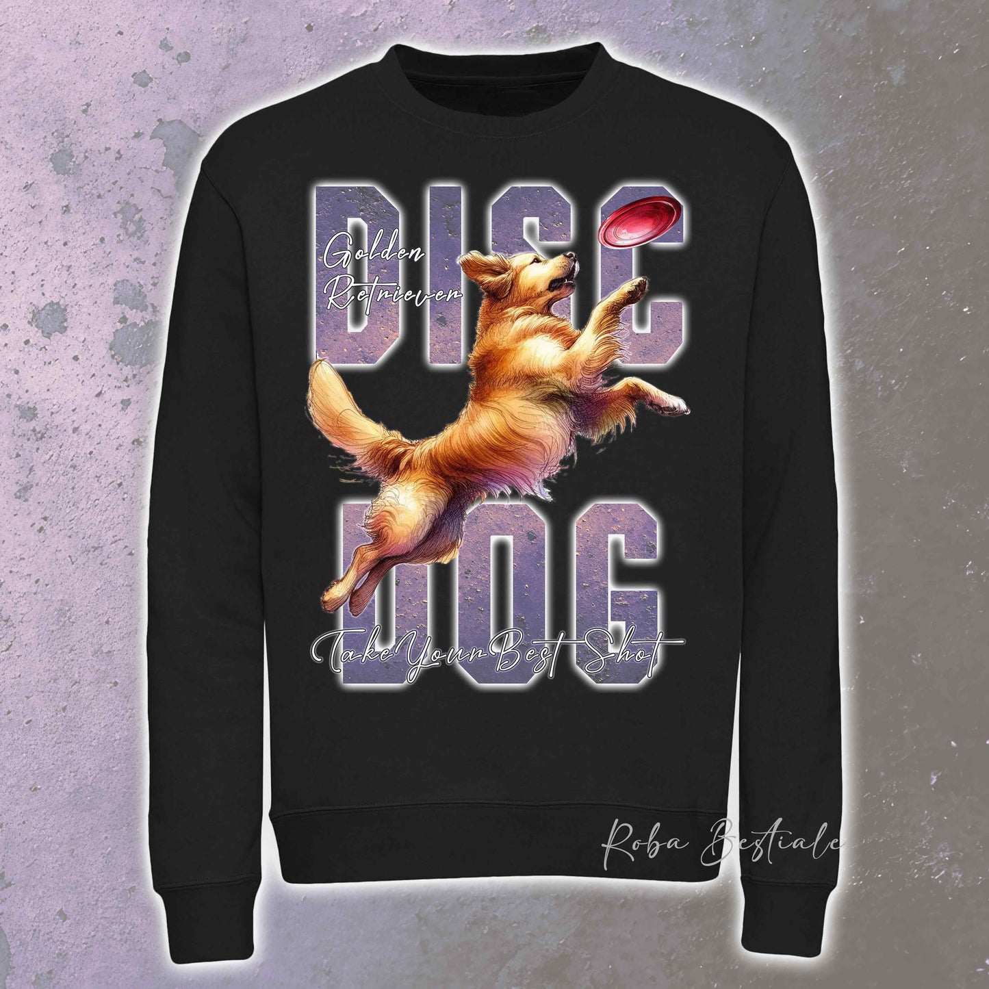 Felpa Invernale APTITUDE - DISC DOG - GOLDEN RETRIEVER - Girocollo, Unisex, in tanti colori! - dalla XS alla 3XL
