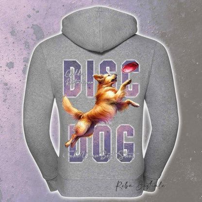 Felpa APTITUDE - DISC DOG - GOLDEN RETRIEVER - Con Cappuccio e Full Zip, Uomo o Donna, in tanti colori - dalla XS alla 5XL