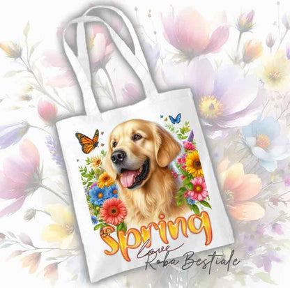 Tote Bag GOLDEN RETRIEVER - Collezione Spring Love
