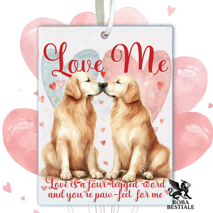 Deodorante Auto LOVE ME - GOLDEN RETRIEVER - In Feltro, con cordino - 7,5 x 10 cm