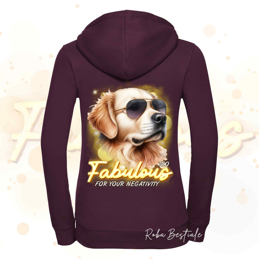 Felpa TOO FABULOUS - GOLDEN RETRIEVER - Con Cappuccio e Full Zip, Uomo o Donna, in tanti colori - dalla XS alla 5XL