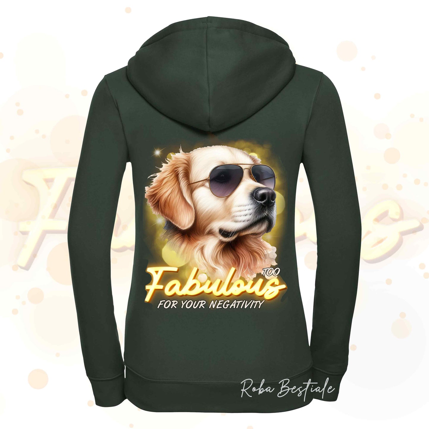 Felpa TOO FABULOUS - GOLDEN RETRIEVER - Con Cappuccio e Full Zip, Uomo o Donna, in tanti colori - dalla XS alla 5XL