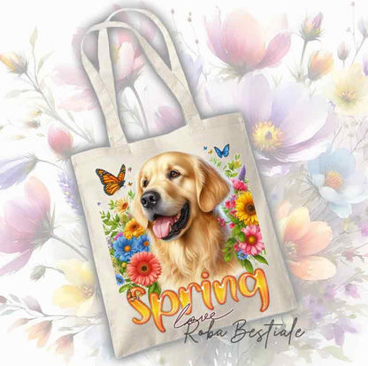 Tote Bag GOLDEN RETRIEVER - Collezione Spring Love