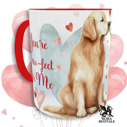 Tazza LOVE ME - GOLDEN RETRIEVER - In Ceramica, con dettagli Rossi - 330 ml