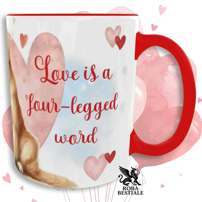Tazza LOVE ME - GOLDEN RETRIEVER - In Ceramica, con dettagli Rossi - 330 ml