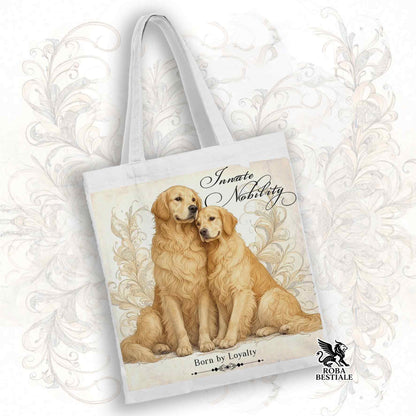Tote Bag NOBILITY - GOLDEN RETRIEVER - 100% Cotone - Bianca o Beige