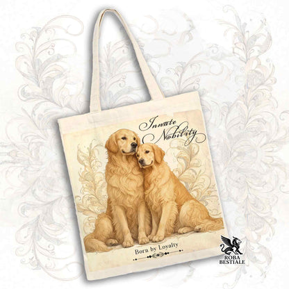 Tote Bag NOBILITY - GOLDEN RETRIEVER - 100% Cotone - Bianca o Beige