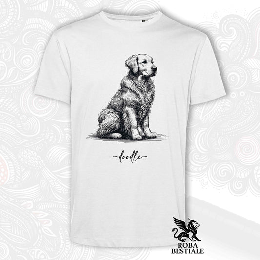 DOODLE T-Shirt - GOLDEN RETRIEVER - White, for Men or Women - XS to 5XL