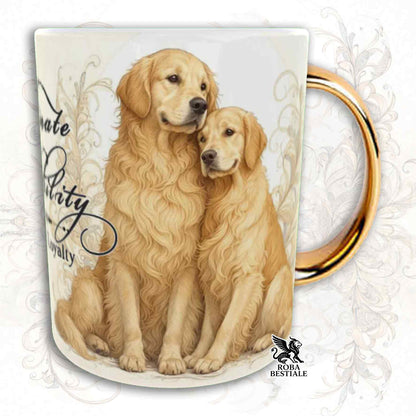 NOBILITY Mug - GOLDEN RETRIEVER - GOLD Handle - 330 ml - Ceramic