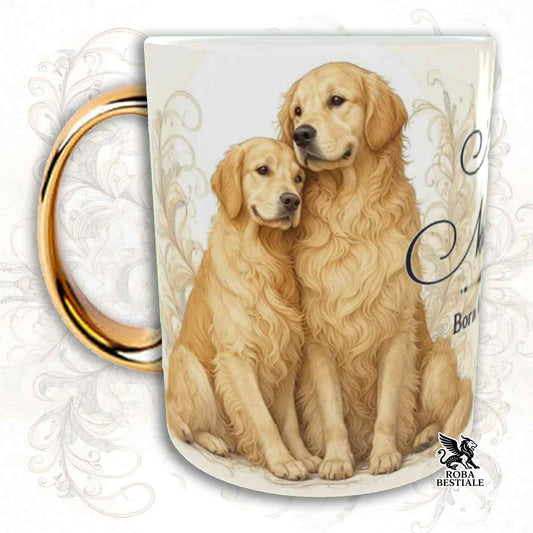 Tazza NOBILITY - GOLDEN RETRIEVER - Manico ORO - 330 ml - in Ceramica