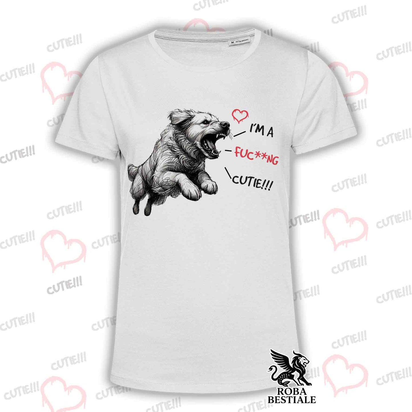 T-Shirt CUTIE - GOLDEN RETRIEVER - White or Beige, for Men or Women - from XS to 5XL