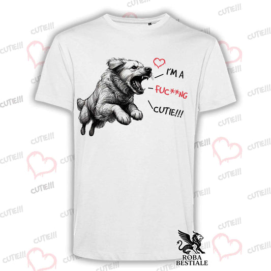 T-Shirt CUTIE - GOLDEN RETRIEVER - Bianca o Beige, da Uomo o da Donna - dalla XS alla 5XL