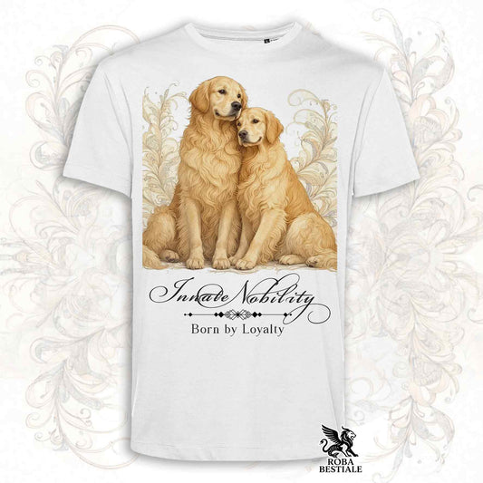 T-Shirt NOBILITY - GOLDEN RETRIEVER - Bianca o Beige, da Uomo o da Donna - dalla XS alla 5XL