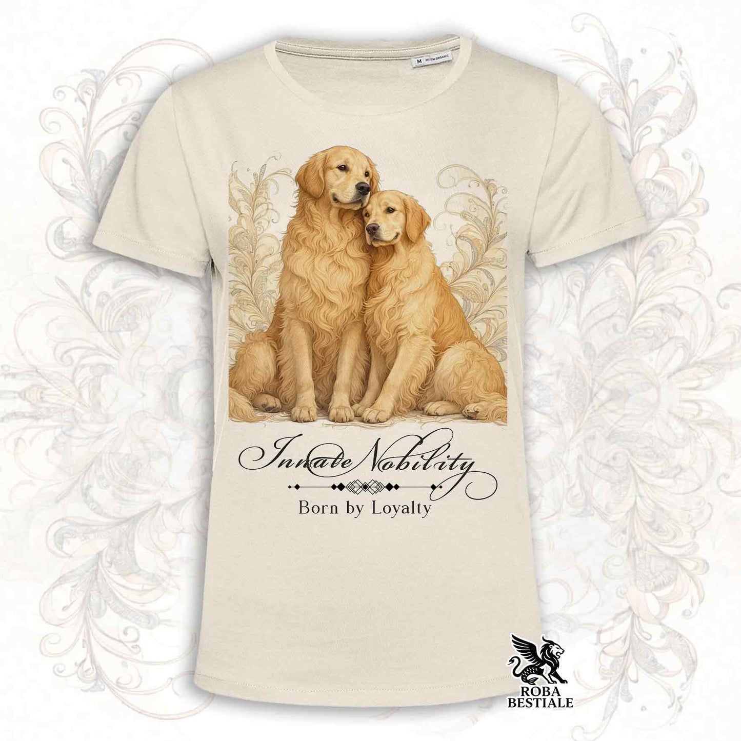T-Shirt NOBILITY - GOLDEN RETRIEVER - Bianca o Beige, da Uomo o da Donna - dalla XS alla 5XL