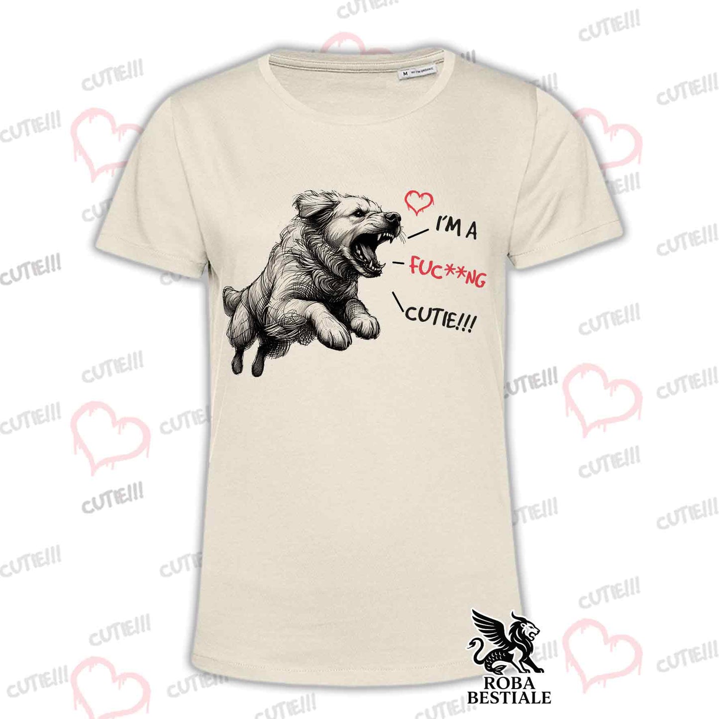 T-Shirt CUTIE - GOLDEN RETRIEVER - White or Beige, for Men or Women - from XS to 5XL