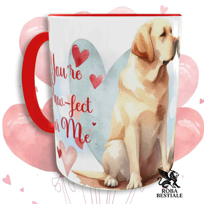 Tazza LOVE ME - LABRADOR RETRIEVER Giallo - In Ceramica, con dettagli Rossi - 330 ml