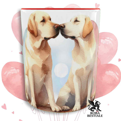 Tazza LOVE ME - LABRADOR RETRIEVER Giallo - In Ceramica, con dettagli Rossi - 330 ml