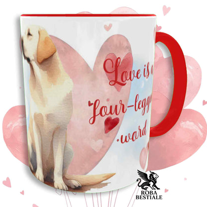Tazza LOVE ME - LABRADOR RETRIEVER Giallo - In Ceramica, con dettagli Rossi - 330 ml